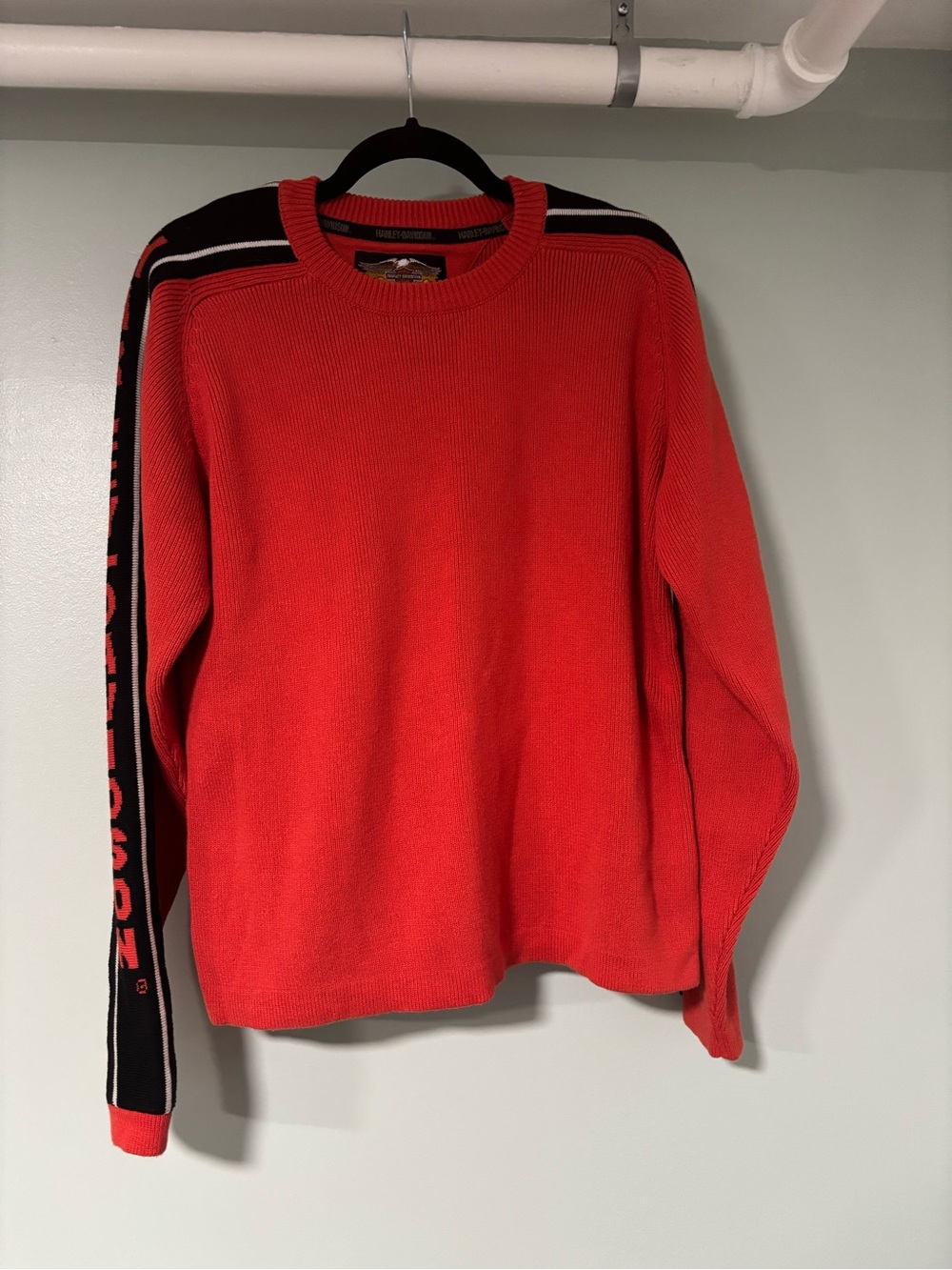 Harley-Davidson Crewneck Sweater with Black Sleeve Stripe